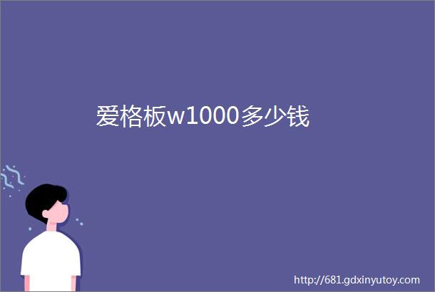 爱格板w1000多少钱